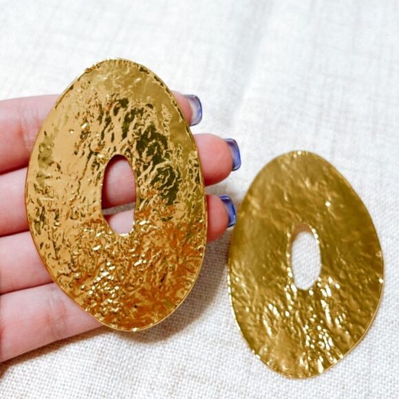 Oversized geo gold earrings N154 - Picture 2 of 5